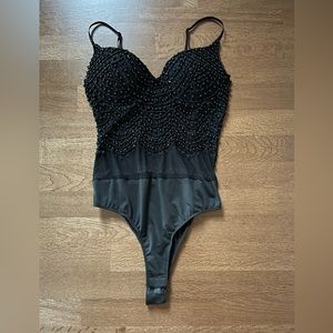Windsor Black Jeweled Bodysuit Size M